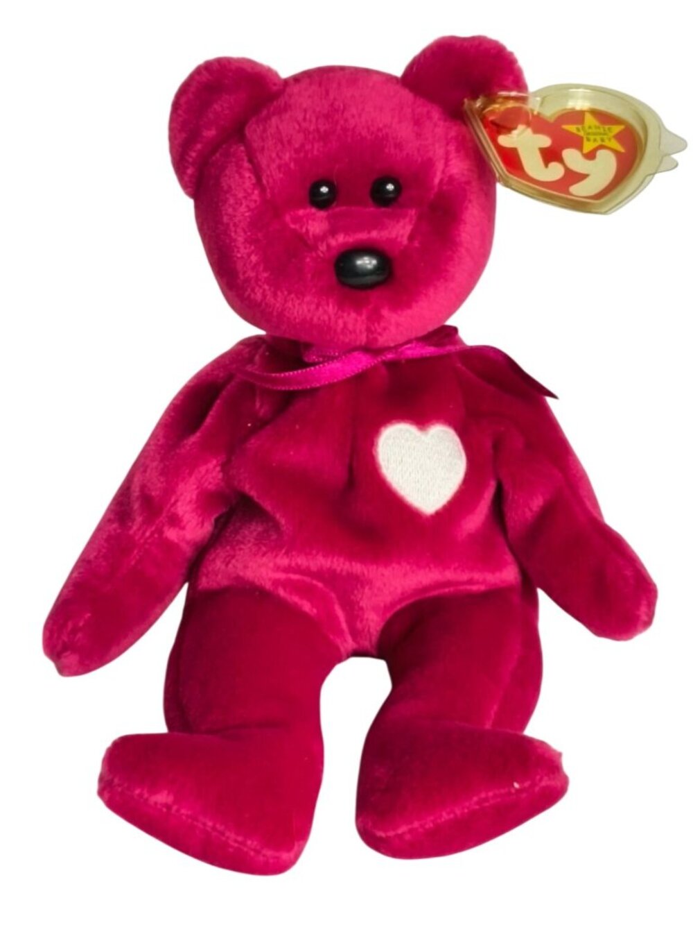 Ty Beanie Baby Valentina Bear 1998 Fuchsia MWMT Collectible Retired DOB 2-14-98